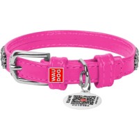 Нашийник для тварин WAUDOG Glamour з QR-паспортом "Стрази" XS Ш 12 мм рожевий (33087)