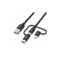 Дата кабель USB 2.0 AM to Lightning + Micro 5P + USB-C 1.2m MFI Choetech (IP0030-BK)