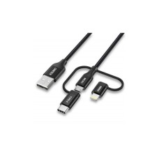 Дата кабель USB 2.0 AM to Lightning + Micro 5P + USB-C 1.2m MFI Choetech (IP0030-BK)