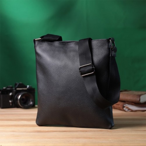 Сумка Shvigel Через плече з натуральної шкіри Чорна (22850)