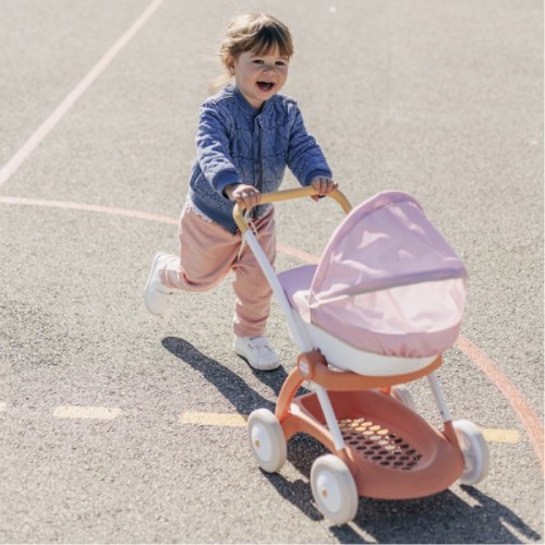 Коляска для ляльок Smoby Baby Nurse Теракотова пудра, люлька з корзиною, 18 міс.+ (7600254124)