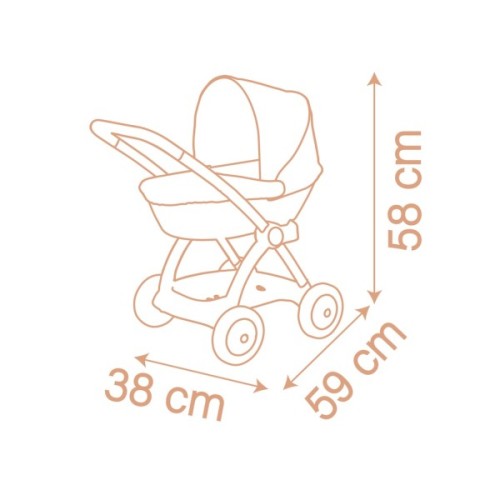 Коляска для ляльок Smoby Baby Nurse Теракотова пудра, люлька з корзиною, 18 міс.+ (7600254124)