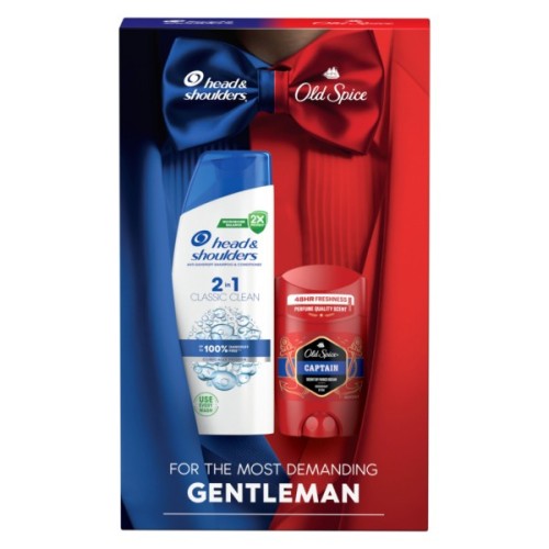 Набір косметики Old Spice Твердий дезодорант Captain 50 мл + Шампунь Head&Shoulders 2-в-1 Основний догляд 330 мл (8700216614740)