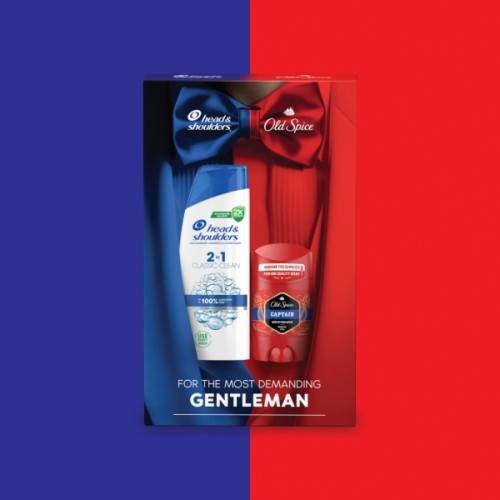 Набір косметики Old Spice Твердий дезодорант Captain 50 мл + Шампунь Head&Shoulders 2-в-1 Основний догляд 330 мл (8700216614740)