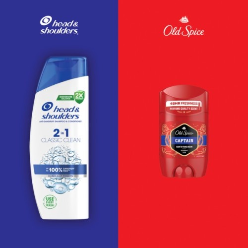 Набір косметики Old Spice Твердий дезодорант Captain 50 мл + Шампунь Head&Shoulders 2-в-1 Основний догляд 330 мл (8700216614740)
