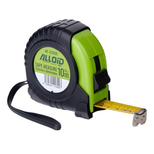 Рулетка Alloid Base, з фіксатором, 10м×25мм (MT-221025)