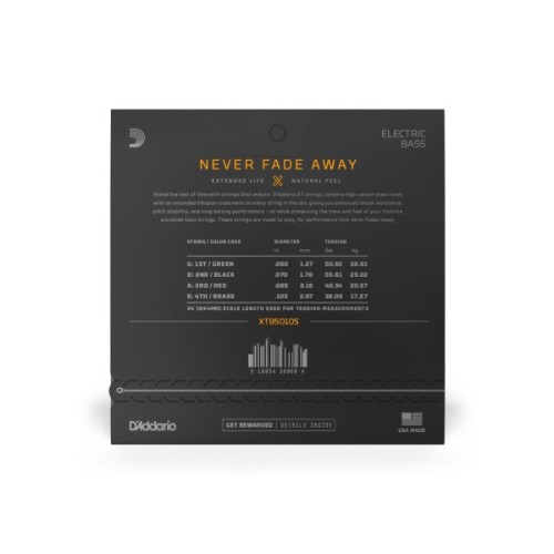 Струни для гітари D'Addario XT Bass Nickel Plated Steel Medium (50-105) (XTB50105)