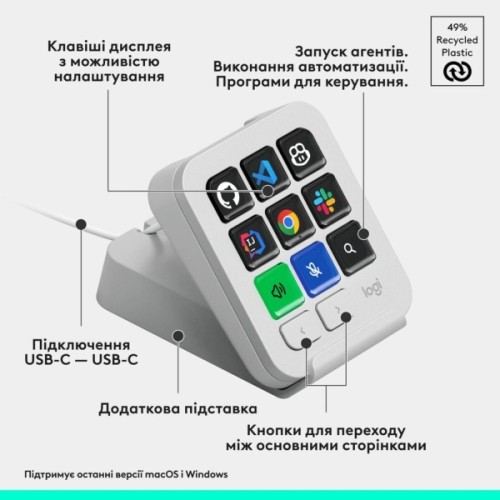 Набір блогера Logitech MX Keypad USB Type-C Pale Grey (920-013892)