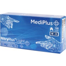 Медичні рукавички MediPlus NitryPlus Light Нітрилові оглядові нестерильні неприпудрені Сині Розмір M 100 шт. (6933265560245/6933265561679)