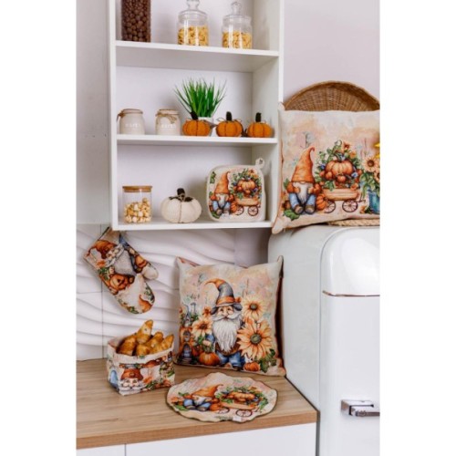 Наволочка Прованс гобеленова декоративна Гарбузові гноми з будиночком 45х45 (036214)