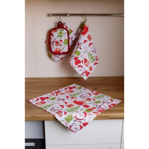 Серветка на стіл Прованс Санта на білому 40х40 см (035752)