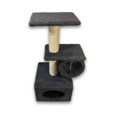 Дряпка (кігтеточка) для котів Природа Саванна з барабаном 38x38x90 см сіра (4823082442638)