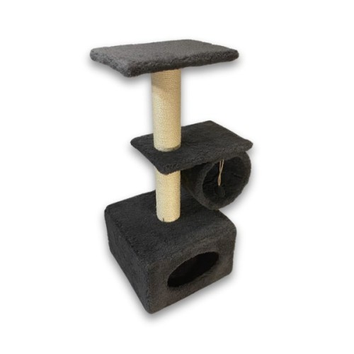 Дряпка (кігтеточка) для котів Природа Саванна з барабаном 38x38x90 см сіра (4823082442638)