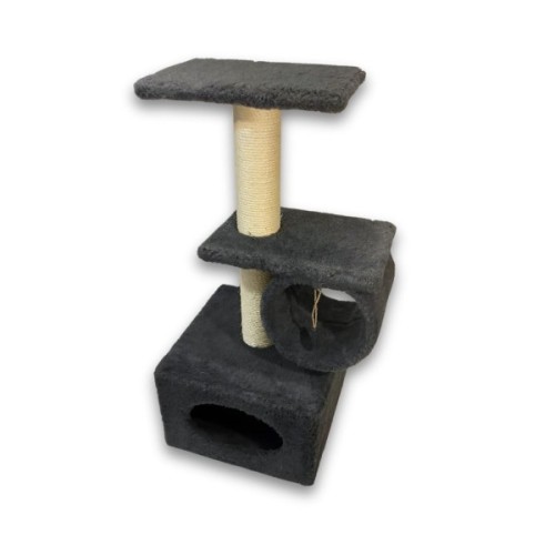 Дряпка (кігтеточка) для котів Природа Саванна з барабаном 38x38x90 см сіра (4823082442638)