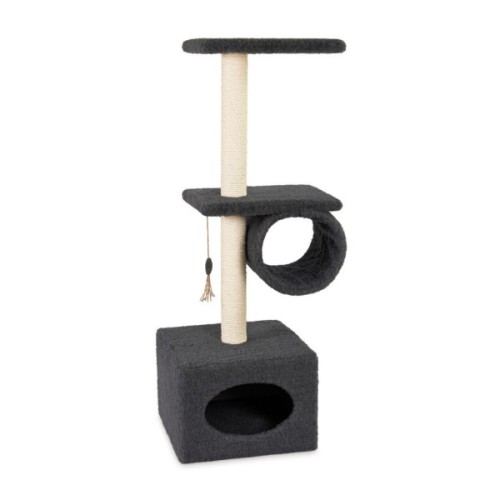 Дряпка (кігтеточка) для котів Природа Саванна з барабаном 38x38x90 см сіра (4823082442638)