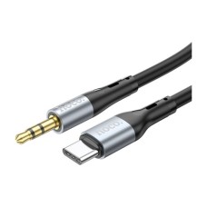 Кабель мультимедійний USB-C to 3.5mm M 1.0m silicone black HOCO (6931474769497)