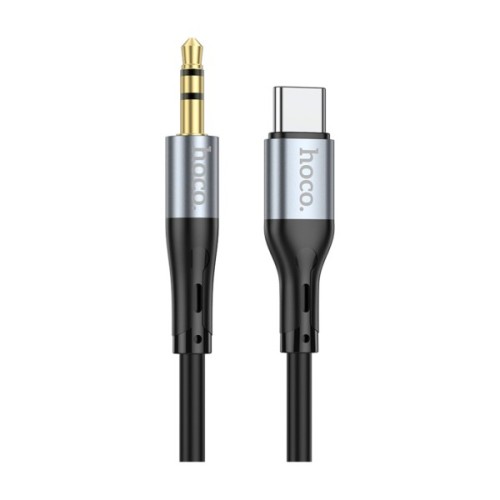 Кабель мультимедійний USB-C to 3.5mm M 1.0m silicone black HOCO (6931474769497)
