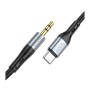Кабель мультимедійний USB-C to 3.5mm M 1.0m silicone black HOCO (6931474769497)