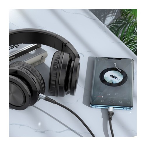 Кабель мультимедійний USB-C to 3.5mm M 1.0m silicone black HOCO (6931474769497)