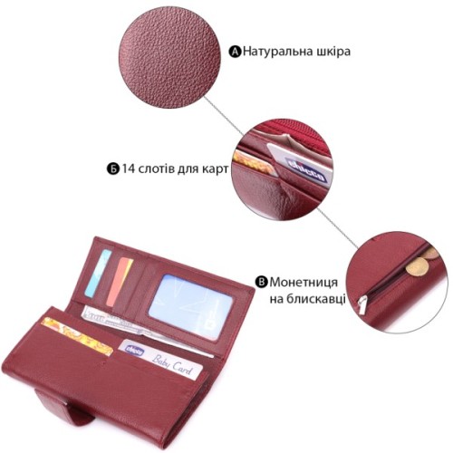Гаманець ST Leather З натуральної шкіри Бордовий (22550)
