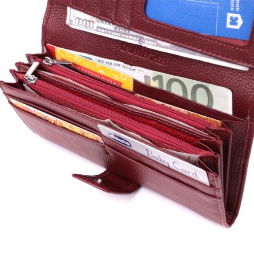 Гаманець ST Leather З натуральної шкіри Бордовий (22550)