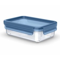 Харчовий контейнер Tefal Master Seal Eco 0,8л, прямокутний, пластик, прозорий, блакитний (N1171318)