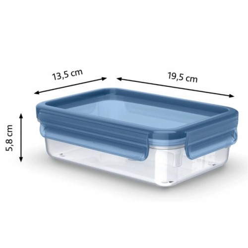 Харчовий контейнер Tefal Master Seal Eco 0,8л, прямокутний, пластик, прозорий, блакитний (N1171318)