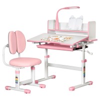 Парта зі стільцем ErgoKids Pink (+полка+лампа) (BD-24 PN)