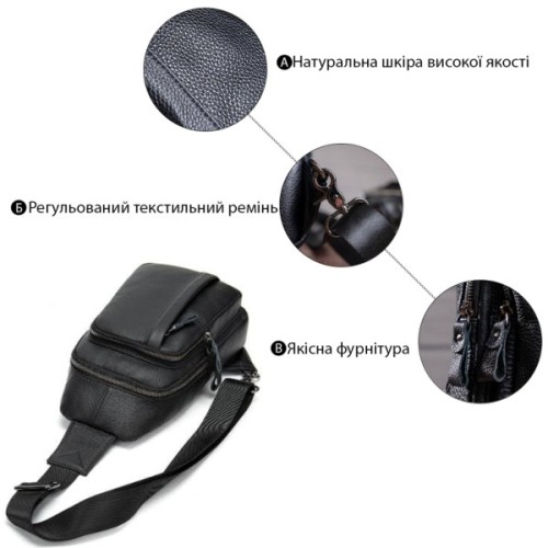 Сумка Vintage Зі шкіри через плече Чорна (14784)