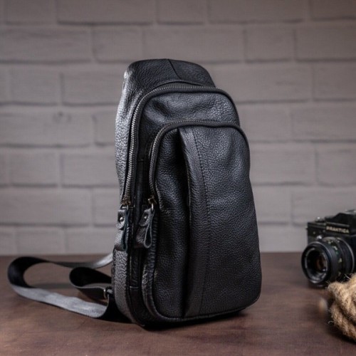 Сумка Vintage Зі шкіри через плече Чорна (14784)