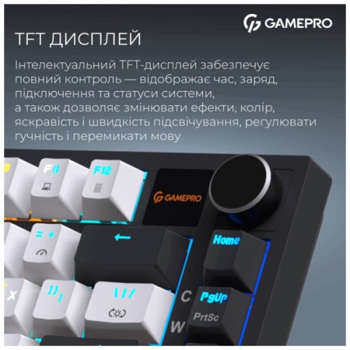 Клавіатура GamePro Asgard Valhalla Pro MK160B-D-Pro Rainy Switch Wireless/Bluetooth/USB UA Black (MK160B-D-Pro)