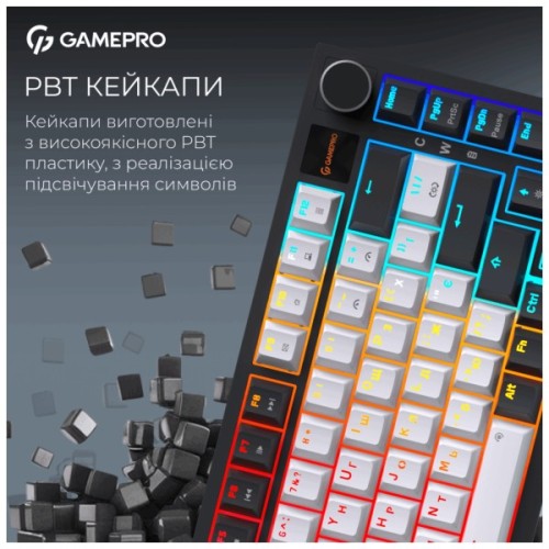 Клавіатура GamePro Asgard Valhalla Pro MK160B-D-Pro Rainy Switch Wireless/Bluetooth/USB UA Black (MK160B-D-Pro)