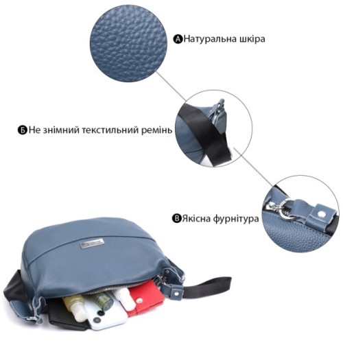 Сумка Vintage З натуральної шкіри Синя (22617)