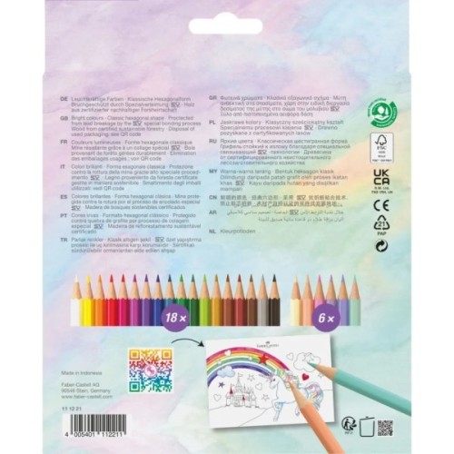 Олівці кольорові Faber-Castell Classic Colour Unicorn 18 класичних + 6 пастельні кольорів (111221) (32516)