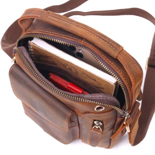 Сумка Vintage Вінтажна чоловіча з натуральної шкіри Коричнева (21293)