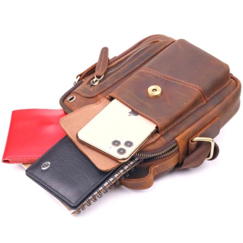 Сумка Vintage Вінтажна чоловіча з натуральної шкіри Коричнева (21293)