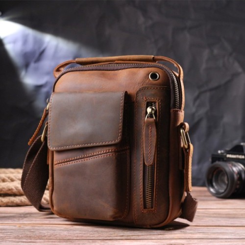 Сумка Vintage Вінтажна чоловіча з натуральної шкіри Коричнева (21293)