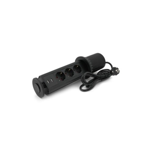 Мережевий фільтр живлення Voltronic 3 Роз, 2USB, 16А, 250V, 2м, Black (D08-FU03)