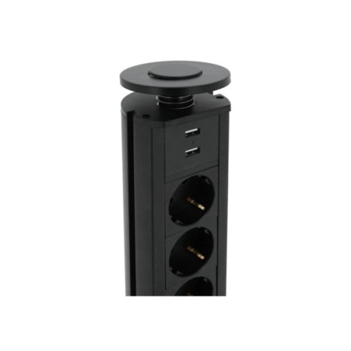 Мережевий фільтр живлення Voltronic 3 Роз, 2USB, 16А, 250V, 2м, Black (D08-FU03)