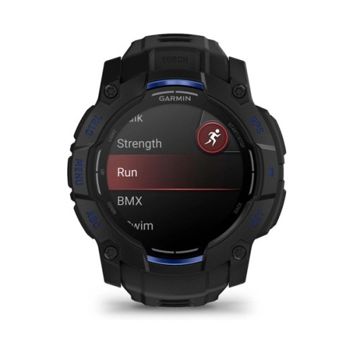 Смарт-годинник Garmin Instinct 3, 50mm, AMOLED, Black with Bolt Blue Accents, GPS смарт-годинник (010-03020-03)