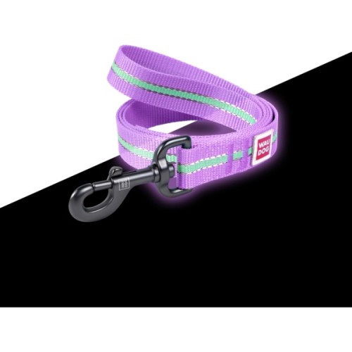 Повідець для собак WAUDOG Nylon світонакоплювальний M Ш 20 фіолетовий (45749)
