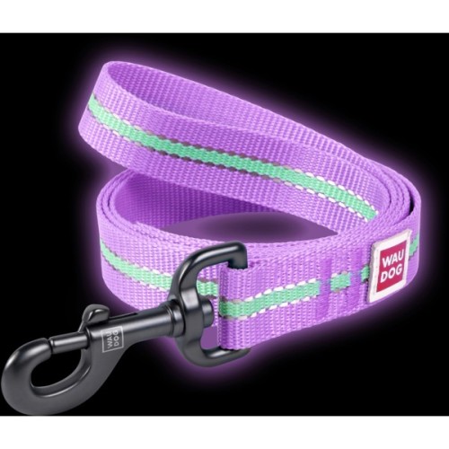 Повідець для собак WAUDOG Nylon світонакоплювальний M Ш 20 фіолетовий (45749)