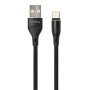 Дата кабель USB 2.0 AM to USB-C 1.0m cylindric nylon back Vinga (VCPDCTCCANB1BK)