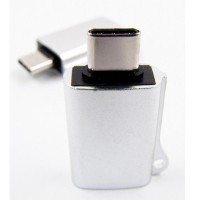 Перехідник OTG USB 2.0 AF to USB-C grey Dengos (ADP-019)