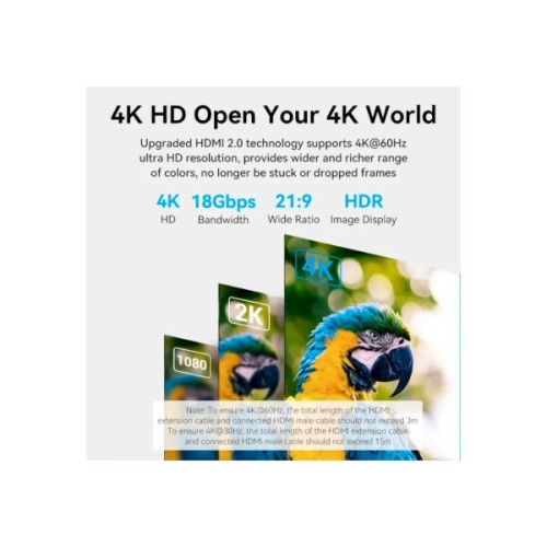 Кабель мультимедійний HDMI M to HDMI F 5.0m V2.0 4K60Hz Vention (AHCBJ)