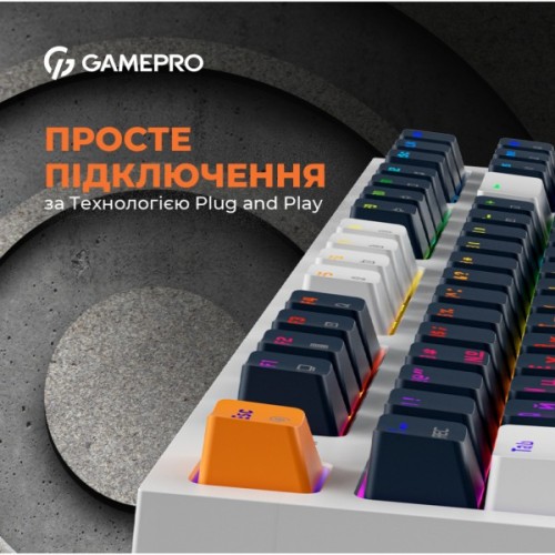 Клавіатура GamePro MK180W Hot-Swap Red Swich RGB USB UA White (MK180W)