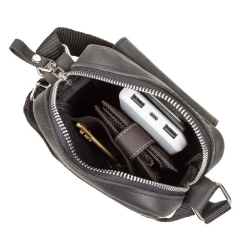 Сумка Shvigel З вінтажної шкіри Чорна (11076)