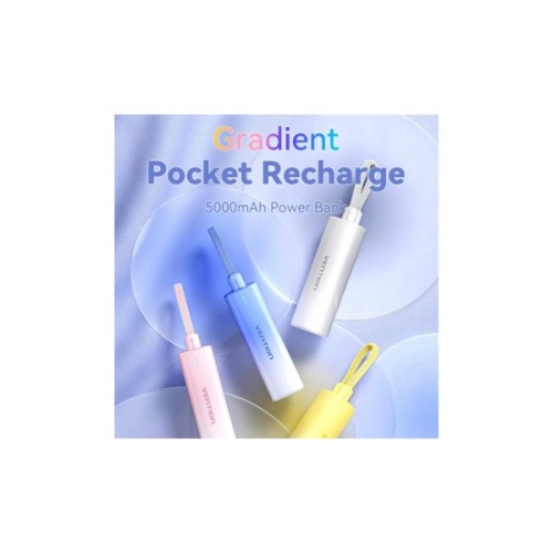 Батарея універсальна Vention 5000mAh 20W PD, USB-C In/Out, Lightning In/Out, with cable, Gradient Yellow (FHWY0)