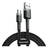 Дата кабель USB 2.0 AM to Micro 5P 0.5m Cafule 2.4A Black-Grey Baseus (CAMKLF-AG1)