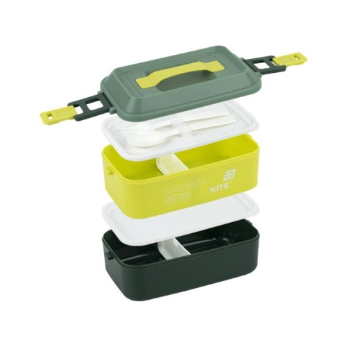 Ланч-бокс Kite подвійний з наповненням 2000 мл зелений (K25-1184-3)